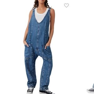 Free People Denim High Roller Jumpsuit BNWT